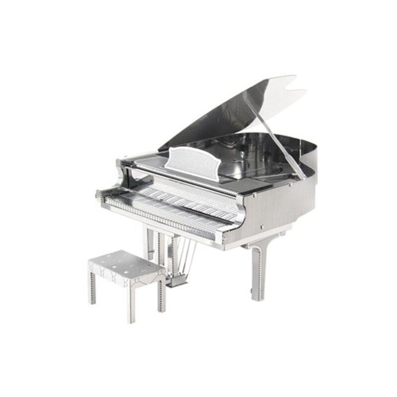 MetalEarth Music: PIANO A QUEUE 7.5x5.9x6.8cm, modelo de metal 3D con 2 hojas, sobre tarjeta 12x17cm, 14+