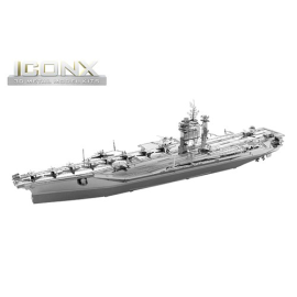 Maqueta MetalEarth: ICONX - USS ROOSEVELT AERONAVE CARRERA 20.32x4.45x4.83cm, metal modelo 3D con 2 hojas, caja 13,5x22x2cm, 14+