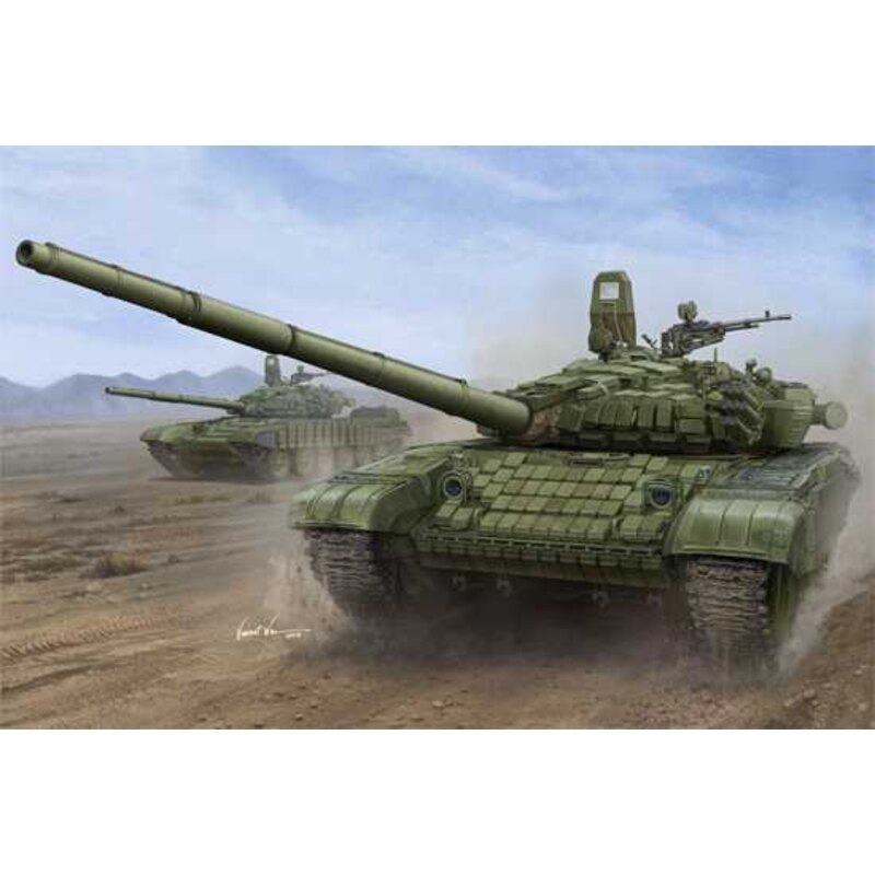 Maqueta Soviet T-72B1 MBT (w / kontakt-1 armadura reactiva). T-72 es un tanque de batalla principal de segunda generación soviét
