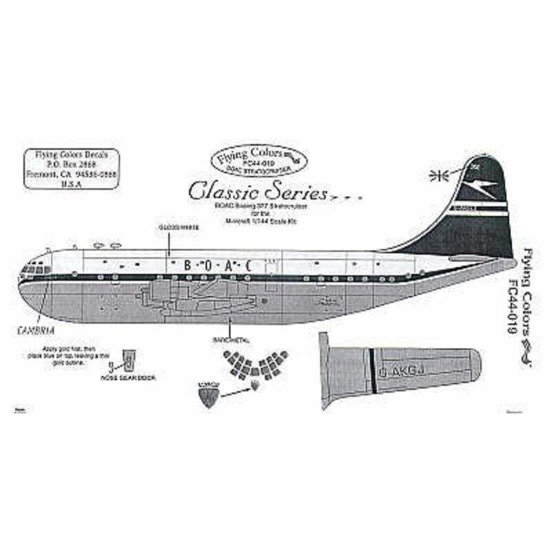 Boeing B377 Stratocruiser BOAC final scheme Blue tail all regis