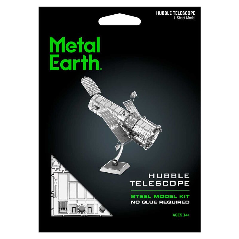 DA-5061093 MetalEarth Misceláneo: TELESCOPE SPATIAL HUBBLE 7.62x5.08x6.35cm, metal modelo 3D con 1 hoja, sobre tarjeta 12x17cm, 