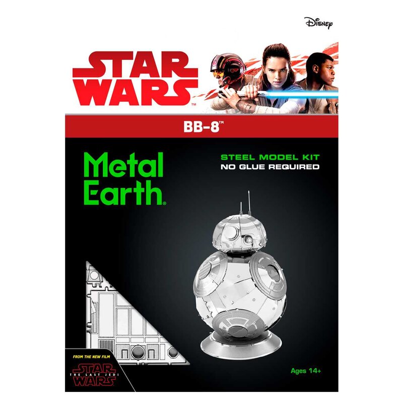 Metal Earth MetalEarth: STAR WARS (EP7) BB8, modelo de metal 3D con 2 hojas, sobre tarjeta 12x17cm, 14+