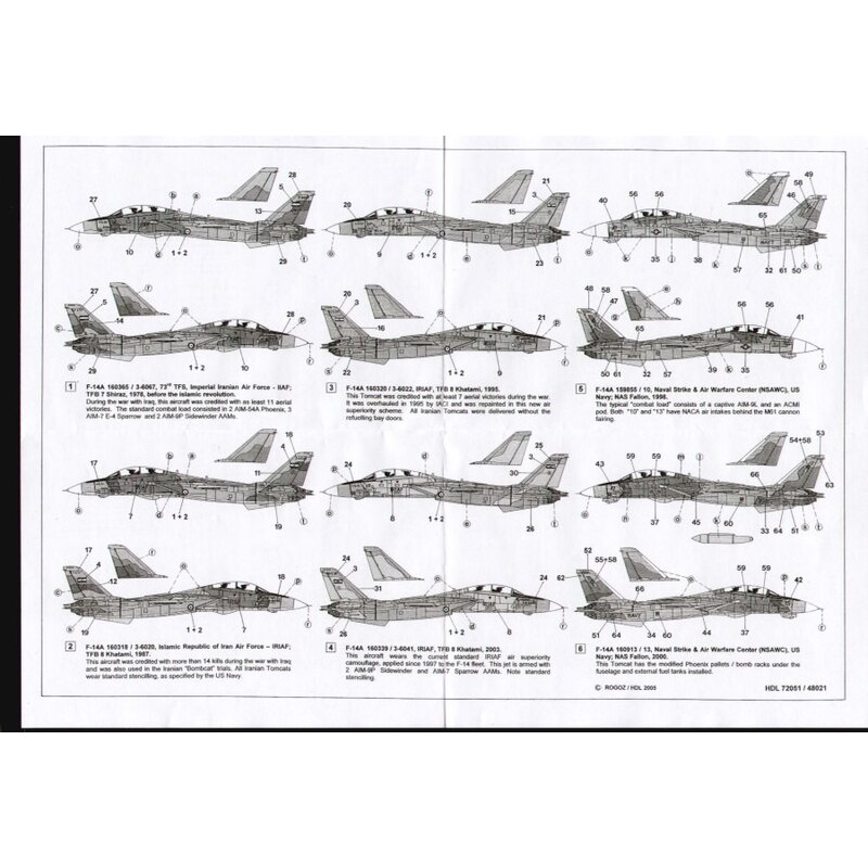 Grumman F-14A Tomcats (6) 160365 / 3-6067 73rd TFS Imperial Iranian Air Force 1978 160318 / 3-6020 Islamic Republic of Iran Air 