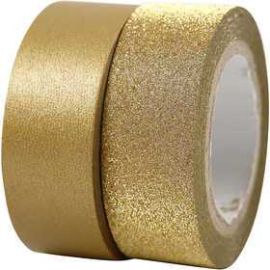 Adhesivos Washi tape diseño, A: 15 mm, dorado, 2rollos