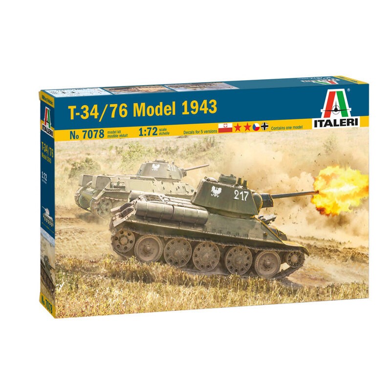 Maqueta Italeri Modelo soviético T-34/76 1943DECALS PARA 5 VERSION...