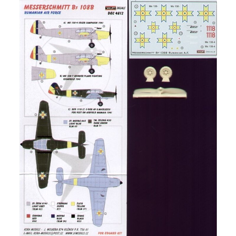 Messerschmitt Bf 108B (Rumanian Air Force) with wheels and propeller (diseñado para ser ensamblado con maquetas de Eduard)