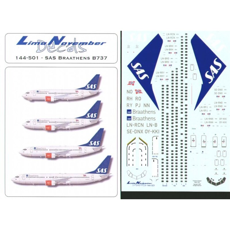 Boeing 737-500/-600/-700/-800. SAS BRAATHENS. Choice of registrations includes windows and doors