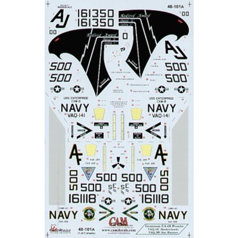 Grumman EA-6B Prowlers (2) 161350 AJ/500 VAQ-141 Shadowhawks USS Enterprise Op Enduring Freedom 2001 161118 AF/500 VAQ-209 Star 