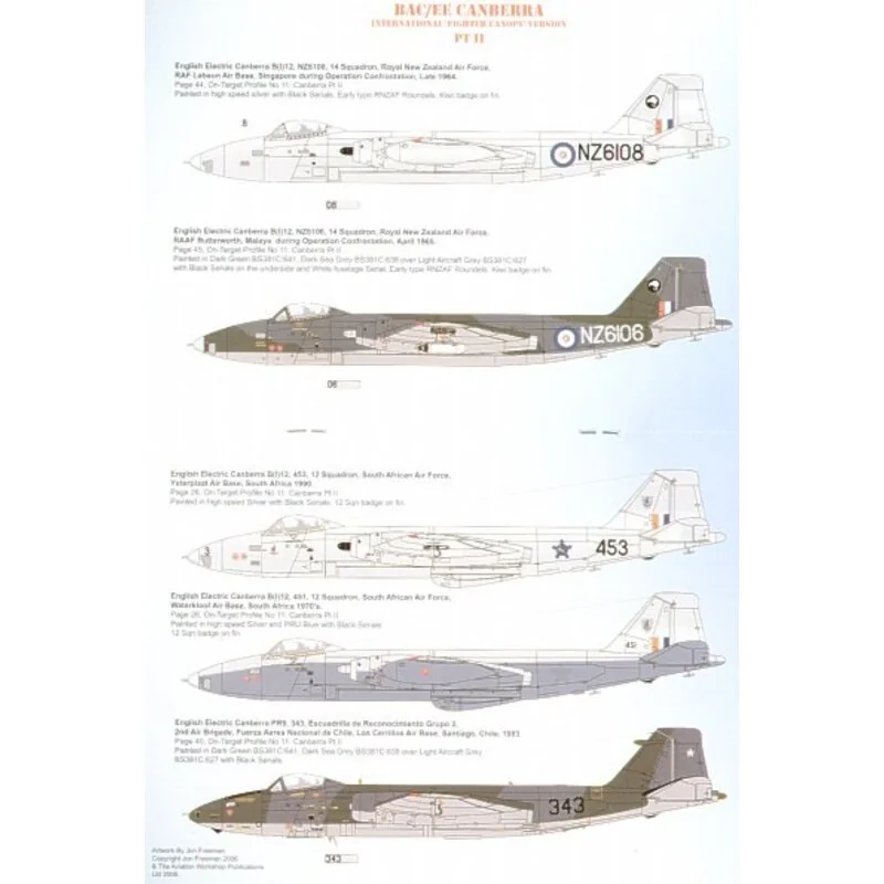 BAC/EE Canberra B(I)12s with `Fighter Type′ canopies (5) NZ6108 14 Squadron RNZAF Singapore 1964 NZ6106 14 Squadron RNZAF RAAF B