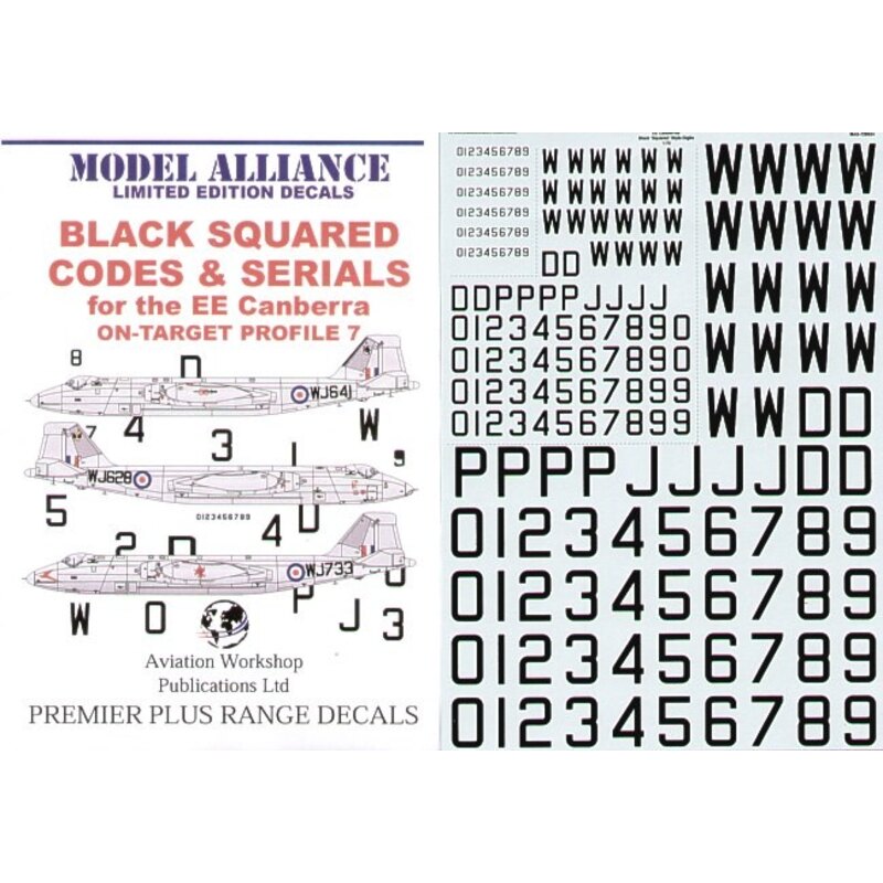 Black Squared Codes and Serials for BAC/EE Canberras (RAF codes/RAF code letters/RAF serial numbers)