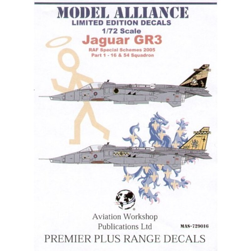 Sepecat Jaguar GR.3 Special schemes Part 1. (2) XX117 PA 16 Squadron 90th Anniversary 2005 black tail with gold markings XZ112 G