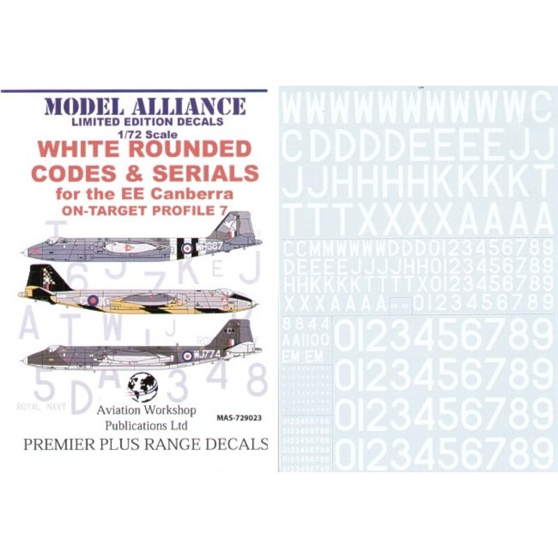 White Rounded Codes and Serials for BAC/EE Canberras (RAF codes/RAF code letters/RAF serial numbers)