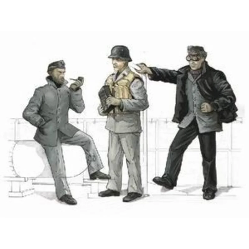 S-100 Schnellboot Deck Crew figures x 3 (diseñado para ser ensamblado con maquetas de Revell)