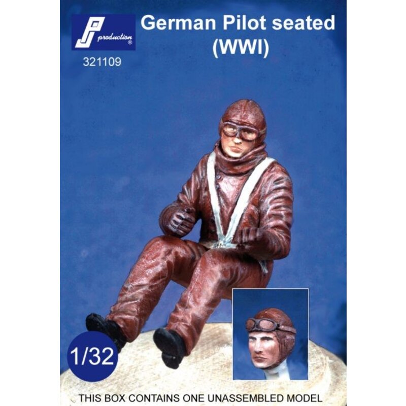 German WWI pilot seated in aircraft. Optional head wearing goggles or not