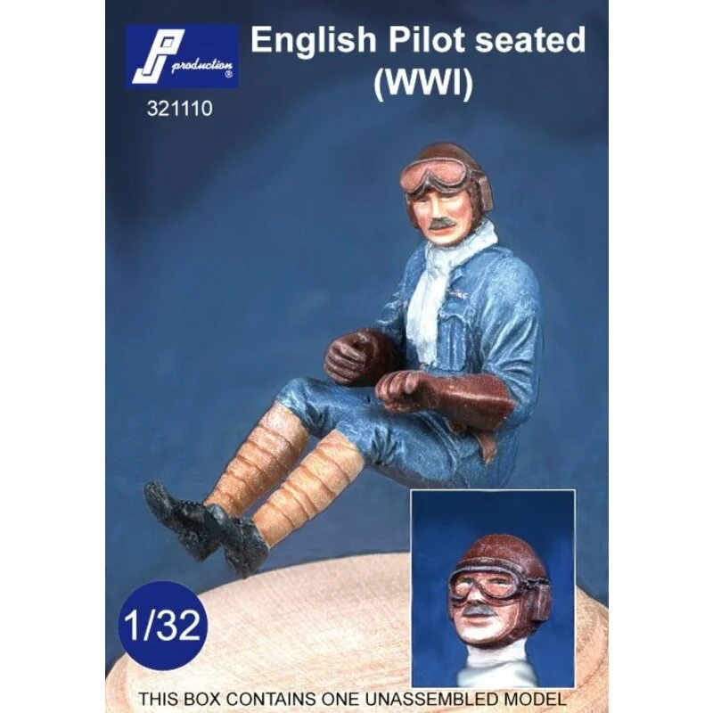 British WWI pilot seated in aircraft. Optional head wearing goggles or not