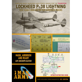  Plantillas de alta definición Lockheed P-38L Lightning y máscaras de pintura de insignias nacionales (diseñadas para usarse con