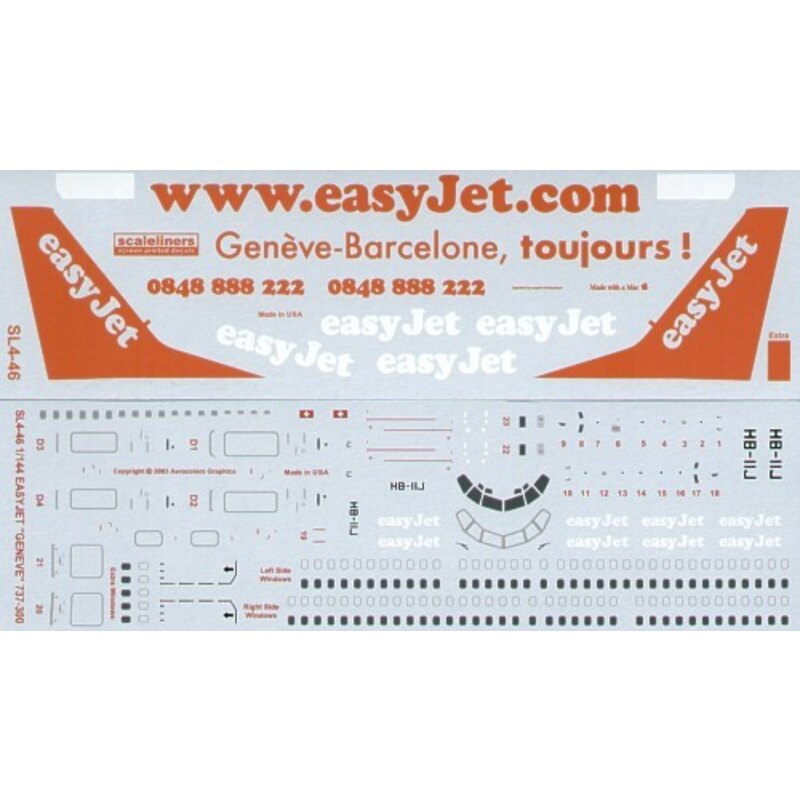 Boeing 737-300 EasyJet HB-ILJ Web site and Geneve-Barcelone tourjours! combo