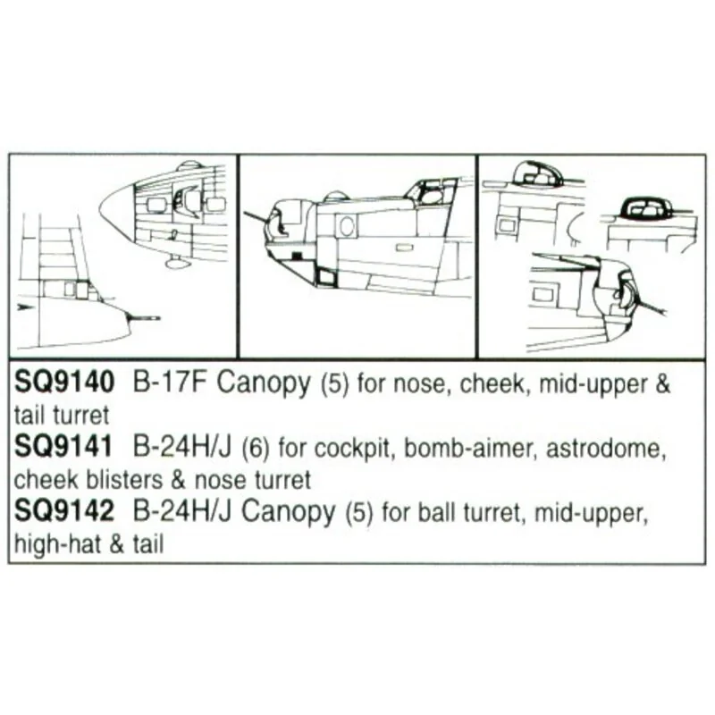 Boeing B-17F Flying Fortress Nose cone cheek gun mounts mid-upper turret & tail turret (diseñado para ser ensamblado con maqueta