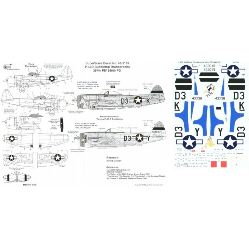 Republic P-47D Thunderbolt Bubbletop Thunderbolts 397FS/368FG 9th Air Force (2) 44-33136 D3-K 1st Lt C.Price `The Jabo Angels′ 4
