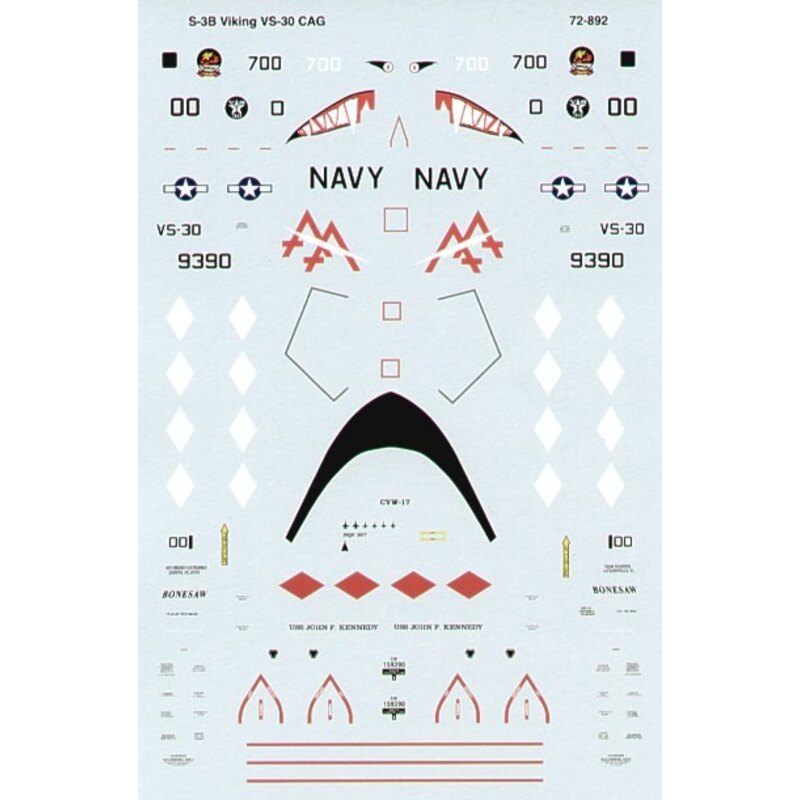 Lockheed S-3B Viking (1) 159390 AA/700 VS-30 CAG with shark mouth USS JFK overall FS36320