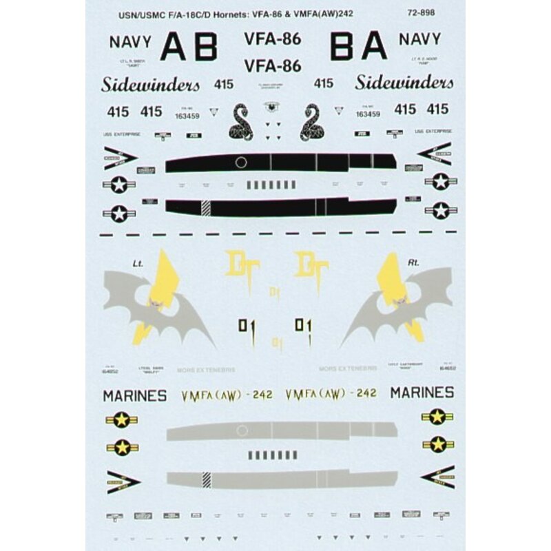 McDonnell Douglas F/A-18C/D Hornets (2) C 163459 AB/415 VFA-86 Sidewinders special camouflage scheme D 164652 DT/01 VMFA(AW)-242