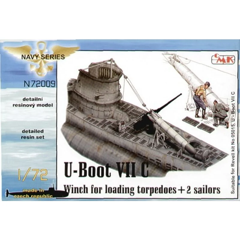 U-Boat Type VIIc winch for loading torpedos loading rollers and torpdeo (diseñado para ser ensamblado con maquetas de Revell) 