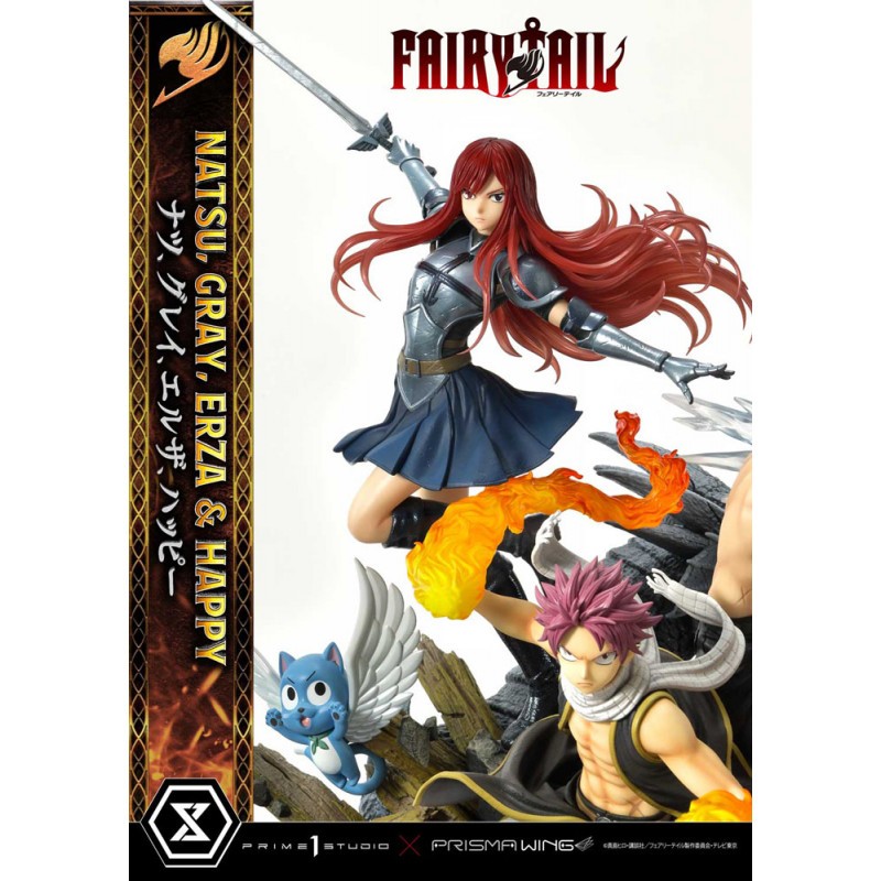 Fairy Tail Natsu, Gray, Erza, Happy Deluxe Versión 57cm