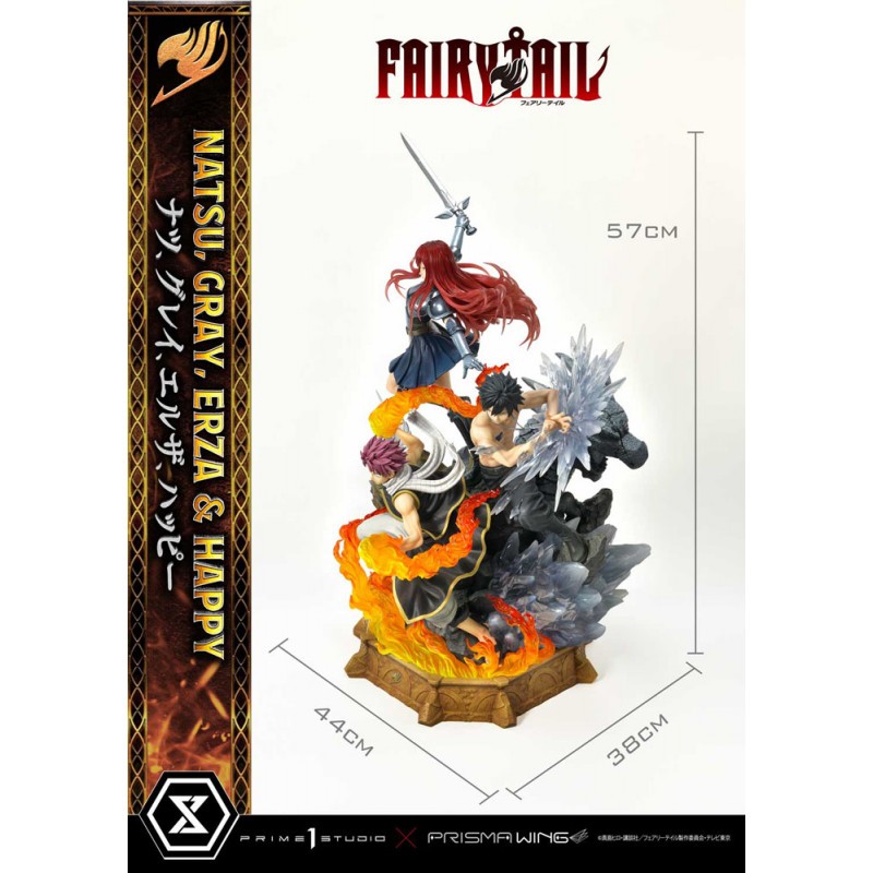 Figuras Fairy Tail Natsu, Gray, Erza, Happy Deluxe Bonus Versión 57cm