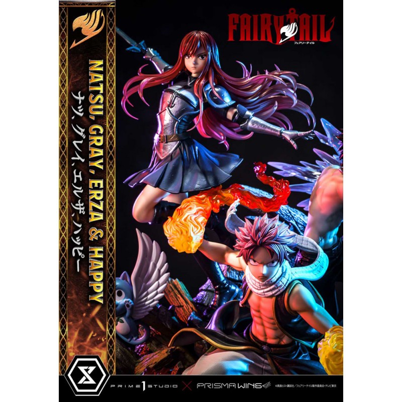 Fairy Tail Natsu, Gray, Erza, Happy Deluxe Bonus Versión 57cm