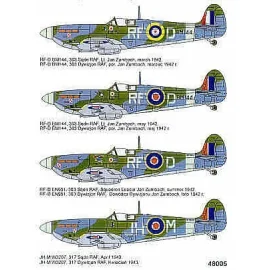 Supermarine Spitfire Mk.Vb (4) BM144 RF-D 303 Polish Squadron three versions 3/1942 5/1942 late 1942 W3207 JH-M 317 Squadron