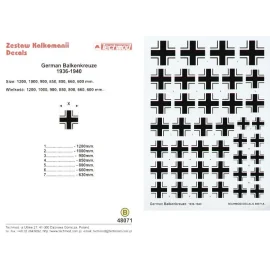 Luftwaffe National Insignia. Black cross with white and black outline seven sizes