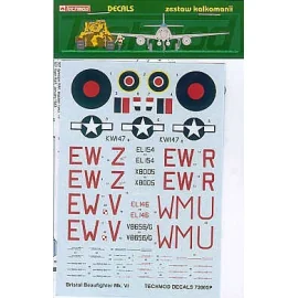 Bristol Beaufighter Mk.VIF (5) EL154 EW-Z X8005 EW-R both Dark green/mid sea grey camouflage EL146 EW-V overall black V8656 WM-U