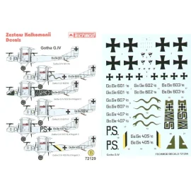 Gotha G.IV (4) 601/16 602/16 withj snake on fuselage 603/16/MS 607/16 407/16/P.S 405/16 black/yellow fuselage stripes Alloverall