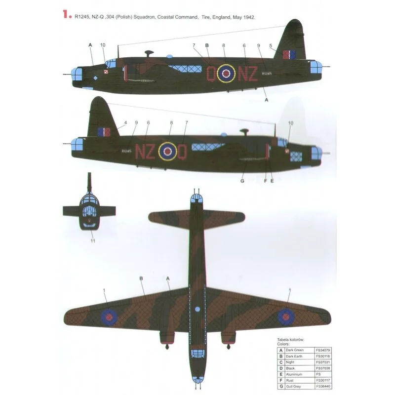 Vickers Wellington Mk.Ic (4) R1245 NZ-Q 304(Polish) Squadron T2508 LF-O 37 Squadron Egypt R1006 GR-H and W5690 GR-W both 301(Pol