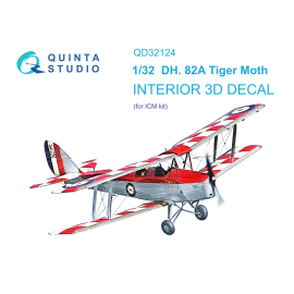  De Havilland 82A Tiger Moth Interior impreso en 3D y coloreado en papel adhesivo (ICM)