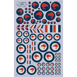  Calcomanía RNZAF Kiwi roundels: high visibility red/white/blue 13.25 18 30 36 48 and 54 inch. low visibility Red/blue 8.75 12 2