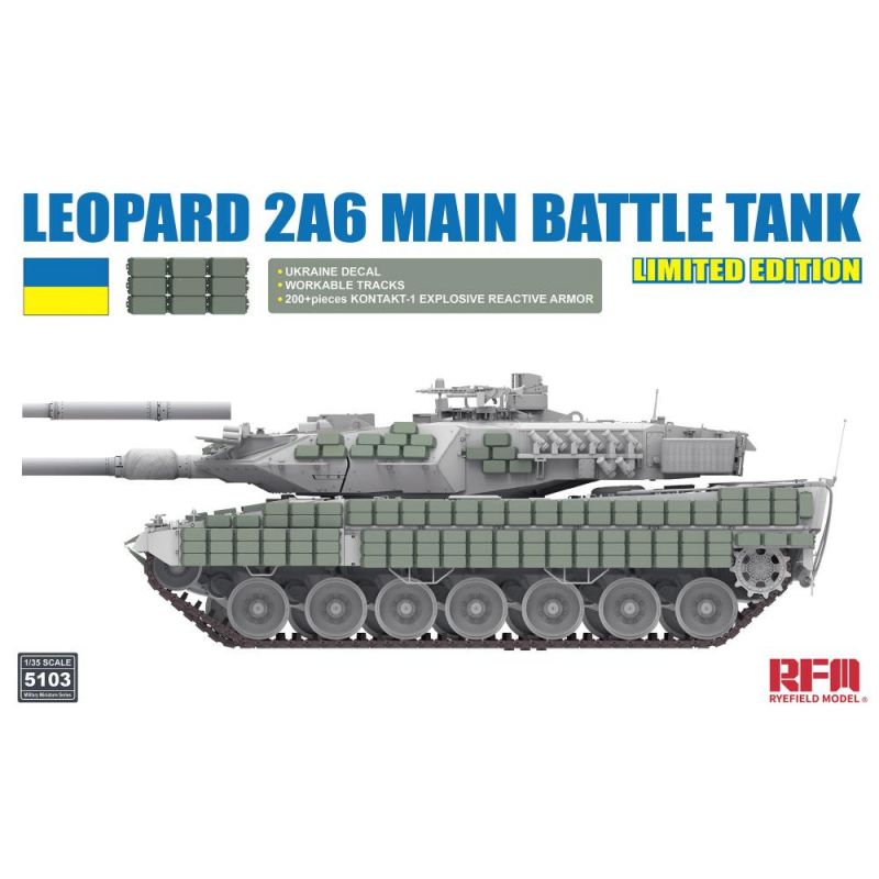 Tanque Tamiya 1/35 Leopard 2A6 - Marcas de Ucrania modelo de plástico