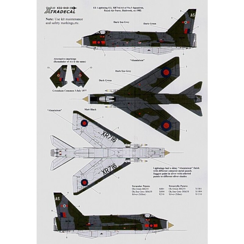 BAC/EE Lightning F.3 XR716/AS 5 Squadron RAF Binbrook 1982 Green/Grey camouflage