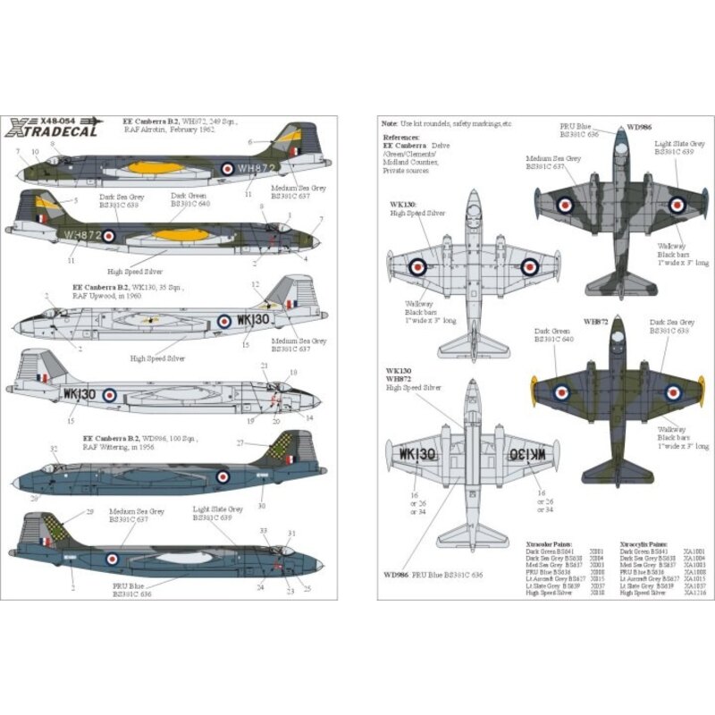 BAC/EE Canberra B2 Part 2. (3) WH872 249 Squadron RAF Akrotiri 1962 Camouflaged Dark Green/Dark Sea Grey/Silver WK130 35 Squadro