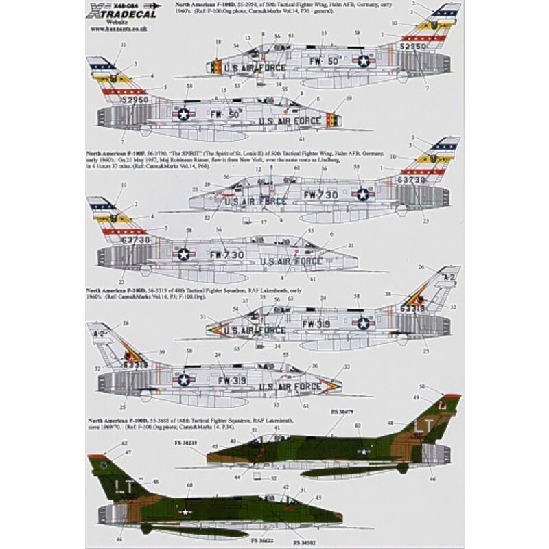 North American F-100D Super Sabre/North American F-100F Super Sabre Pt 2 (4) D 55-2950 or F 56-3730 The Spirit 50th TFW Hahn AFB