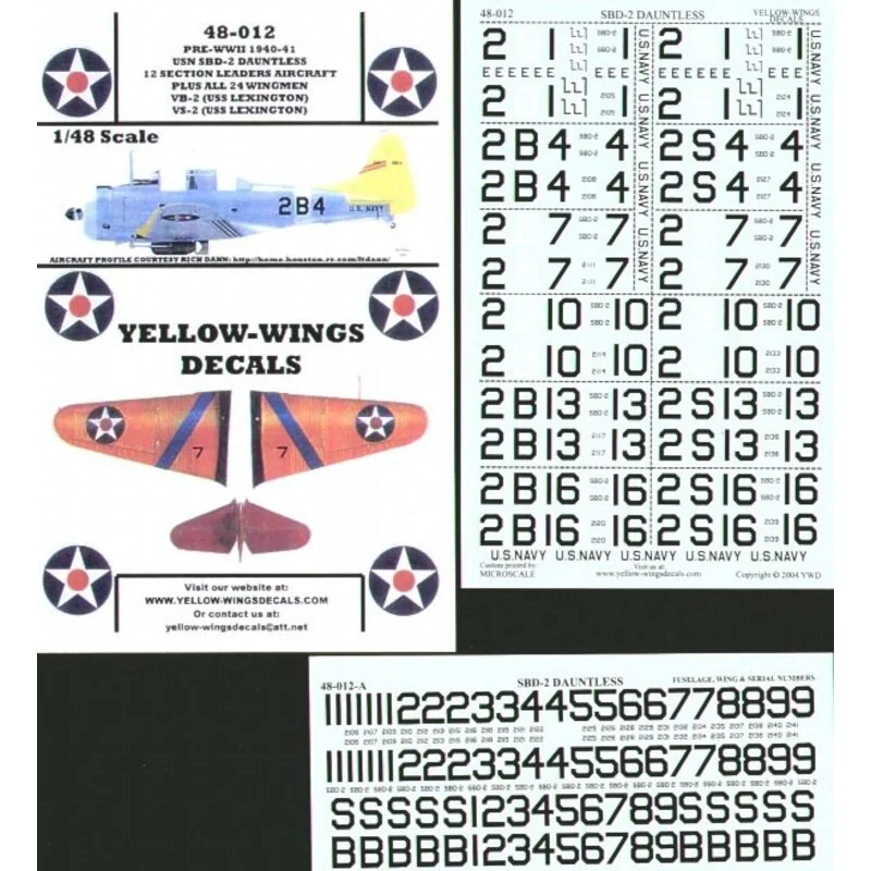 Douglas SBD-1 Dauntless USN 12 Section Leaders aircraft and all wingmen from VB-2 and VS-2 both USS Lexington