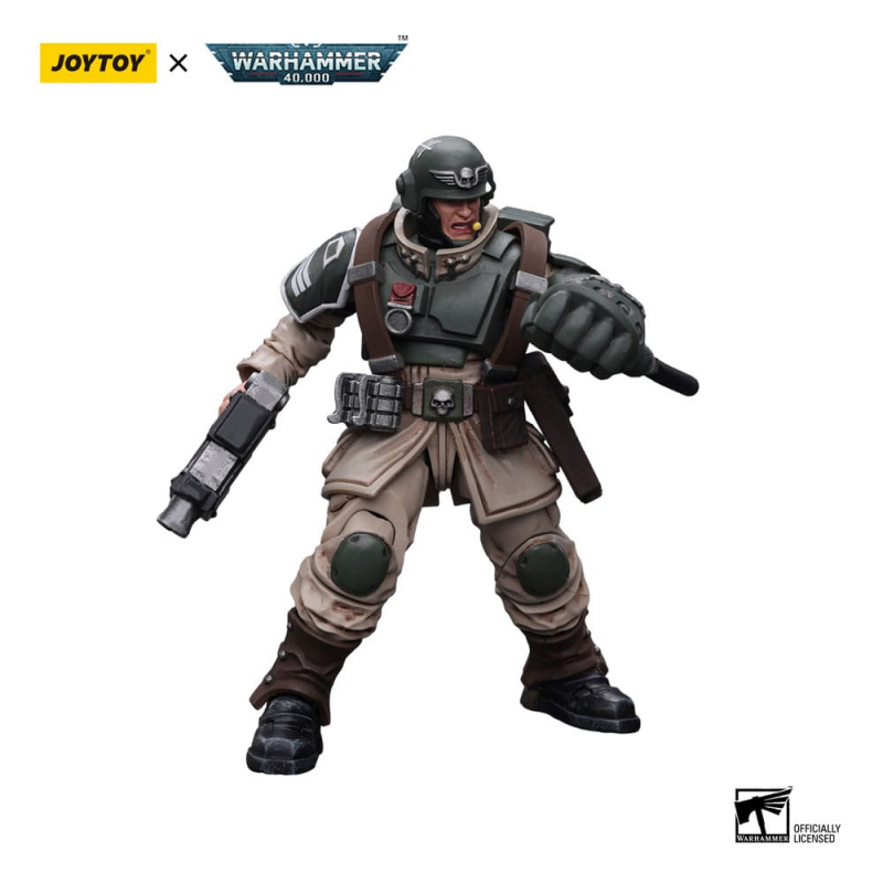 Warhammer 40k figurine 1/18 Astra Militarum Cadian Command Squad Veteran Sergeant with Power Fist 12 cm