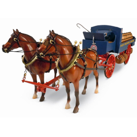 Maqueta de madera Wooden model to build Beer barrel cart with horses 1:12