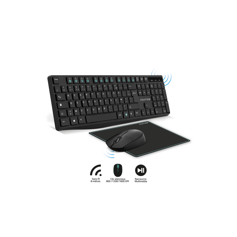Advance Pack teclado, ratón inalámbrico y alfombrilla gami