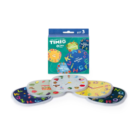  Timio: DISCOS para reproductor de audio y música educativo SET 3 13,40x14,5x2,5cm, cuentos de hadas vol.1, hora, verduras, alfa