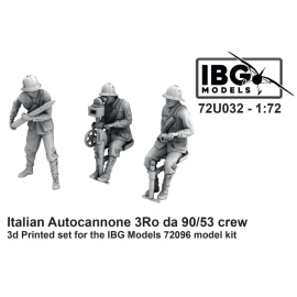 Figuras IBG MODELS: 1/72; Italian Autocannone 3Ro da 90/53 crew (3d printed - 3 figures)
