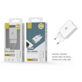  Adaptador de corriente sin cable - 2,4A - 1 puerto USB - Básico -NA0345 Blanco-