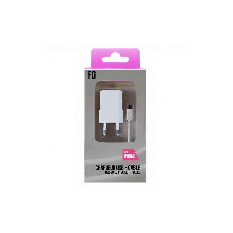  Punta Sectorial USB + Cable para iPhone 5/6/7/8/X 1A Blanco (CA109)