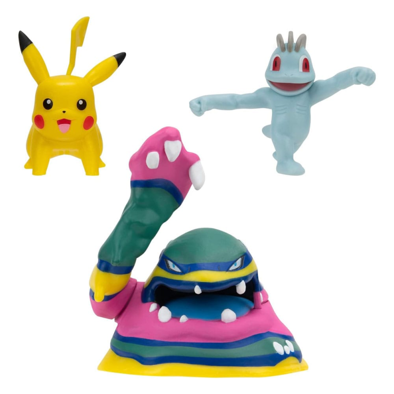 Figurita Pokémon pack 3 figurines Battle Figure Set Machoc, Pikachu 1, Alolan Grotadmorv 5 cm