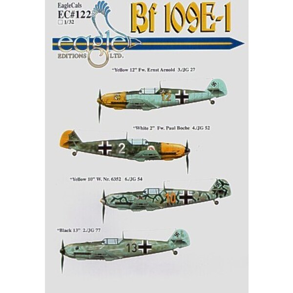 Calcomanía Eagle Cal Calcomanía Messerschmitt Bf 109e 1 Pt 3 4 Yellow